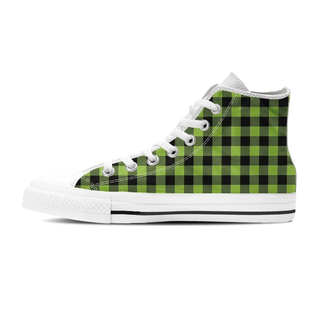 Green Plaid Women's High Top Shoes-grizzshop