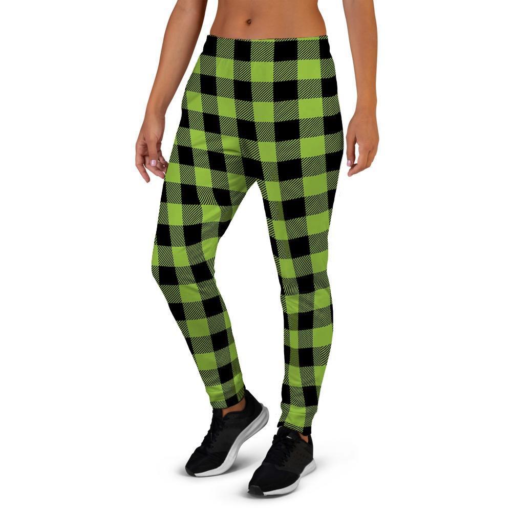 Green Plaid Women's Joggers-grizzshop