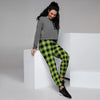 Green Plaid Women's Joggers-grizzshop