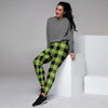 Green Plaid Women's Joggers-grizzshop