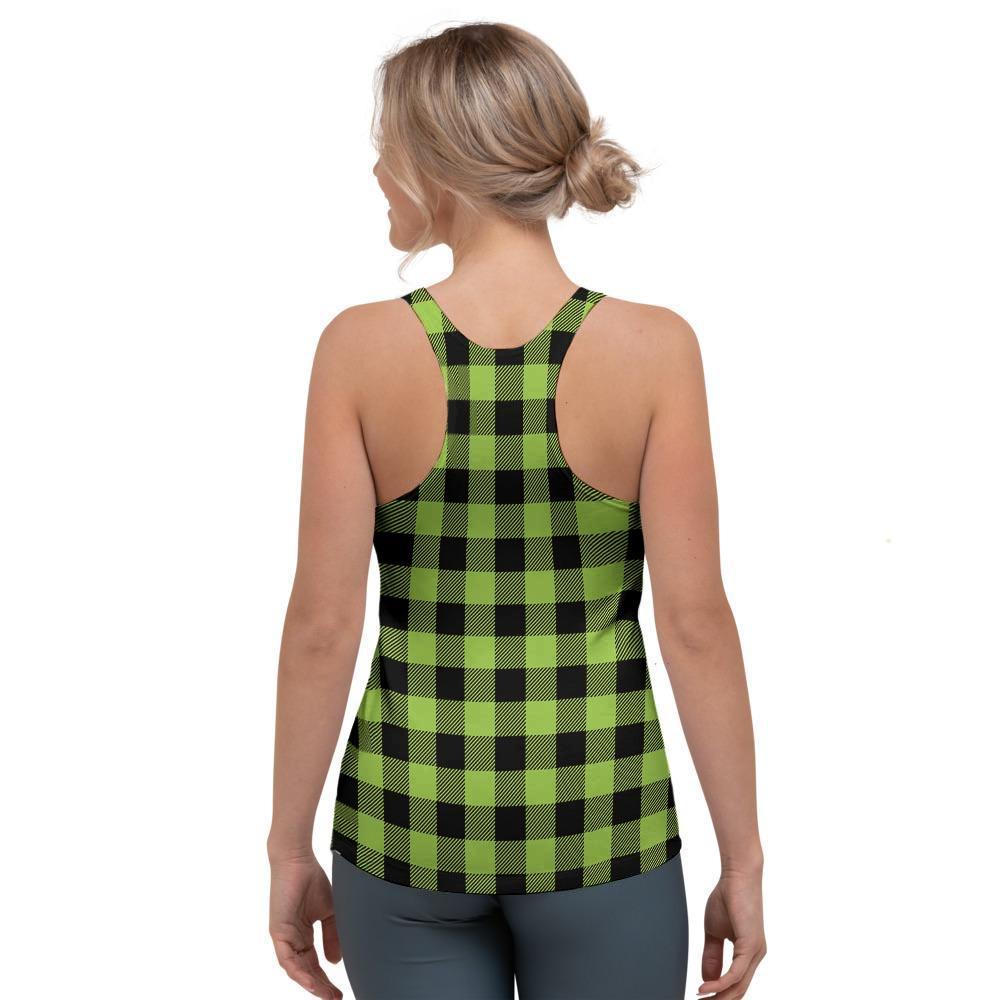 Green Plaid Women's Racerback Tank Top-grizzshop