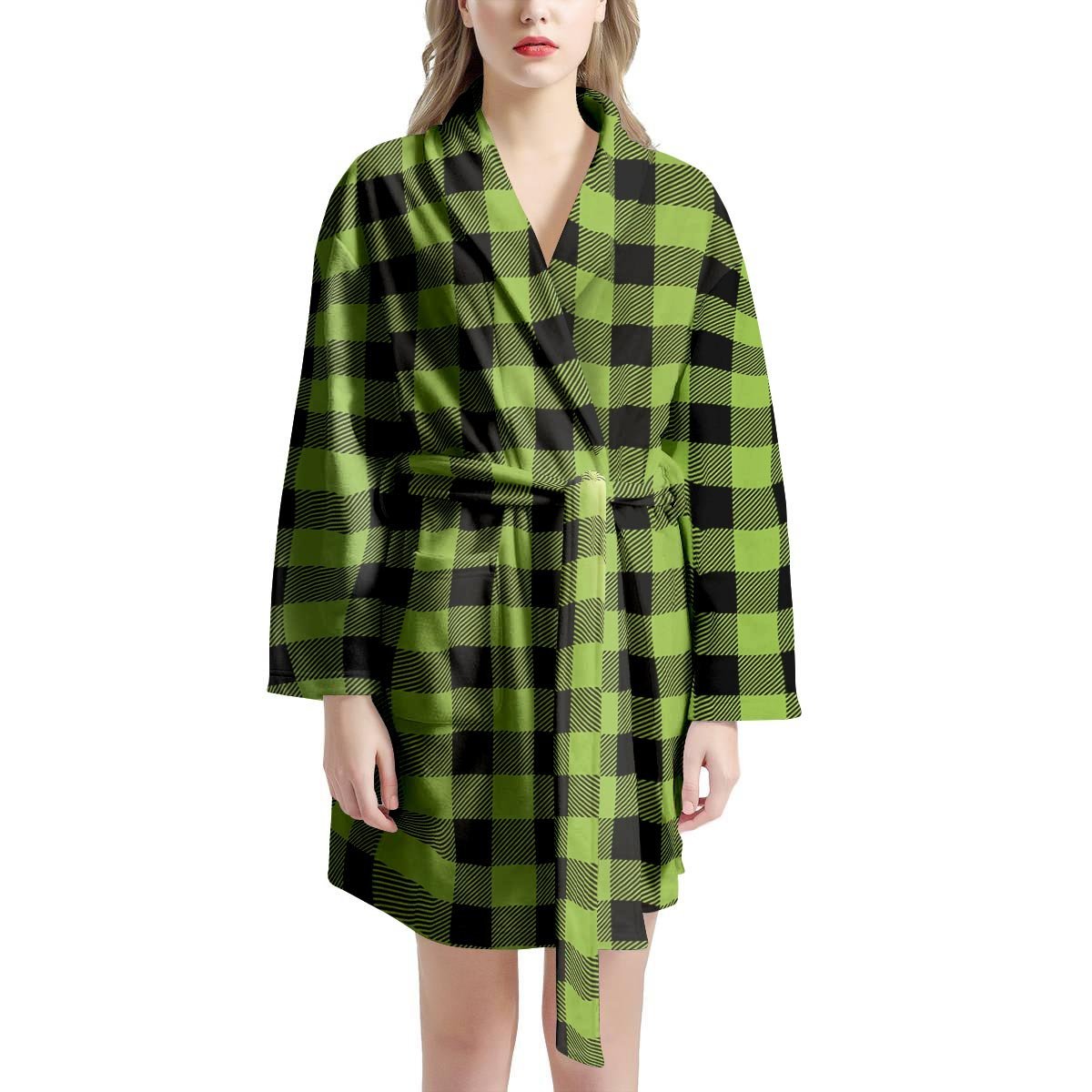 Green Plaid Women's Robe-grizzshop