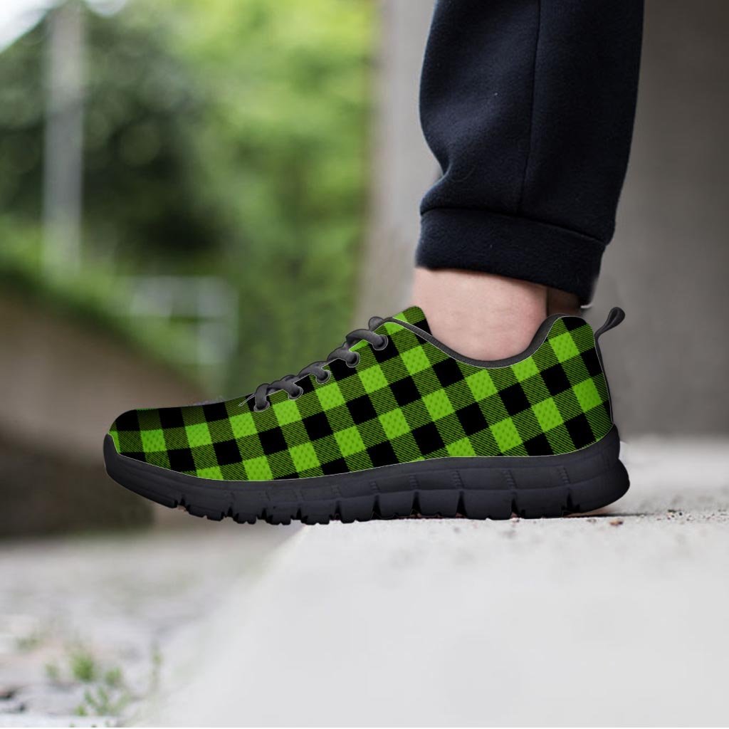 Green Plaid Women's Sneakers-grizzshop