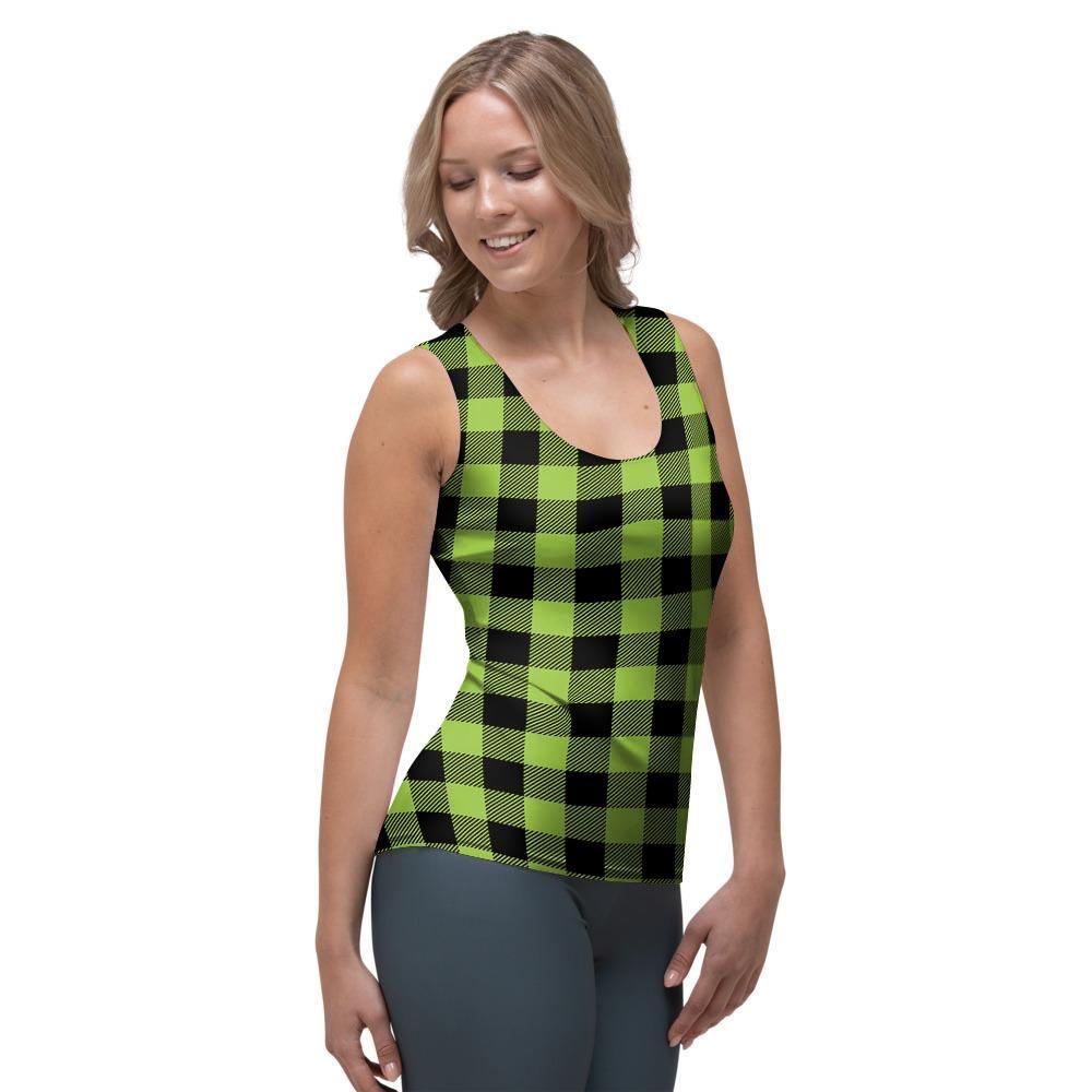 Green Plaid Women's Tank Top-grizzshop