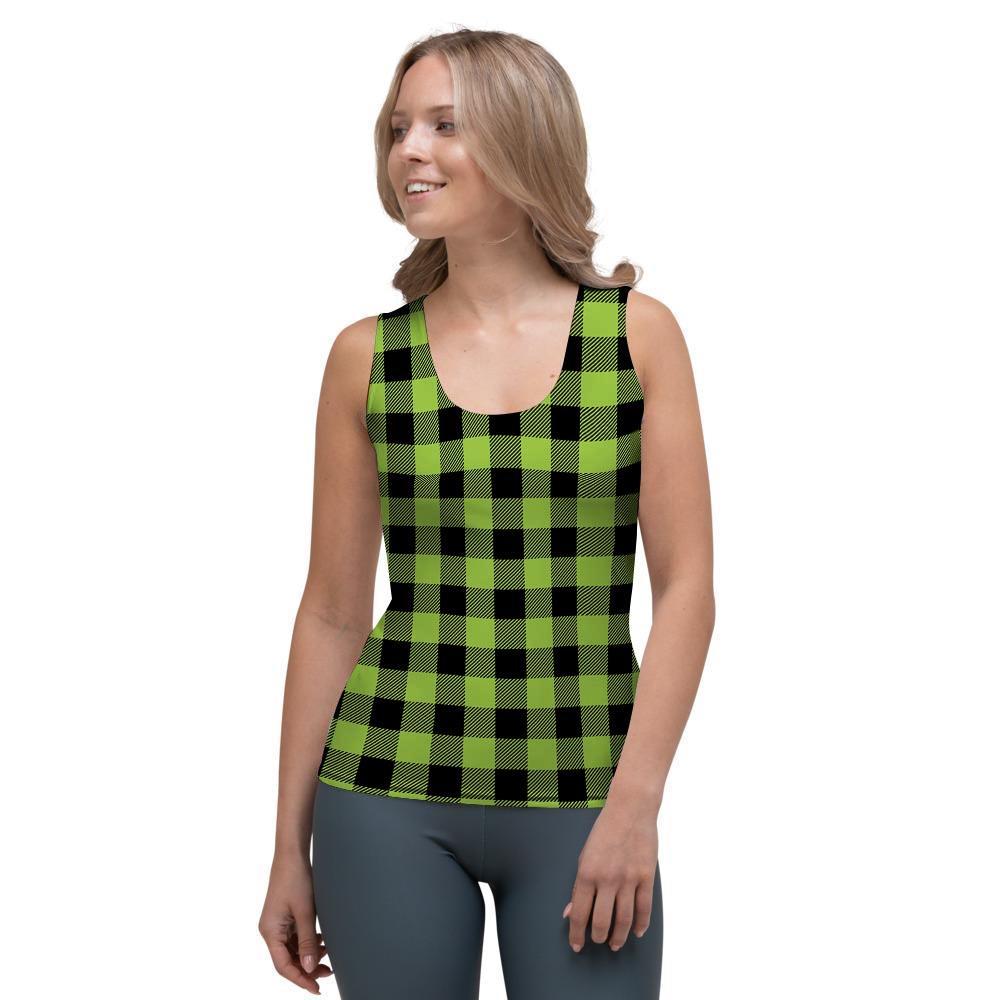 Green Plaid Women's Tank Top-grizzshop