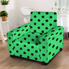 Green Polka Dot Armchair Cover-grizzshop