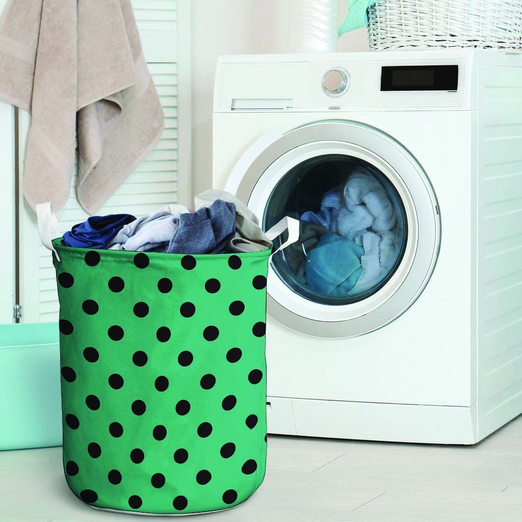 Green Polka Dot Laundry Basket-grizzshop