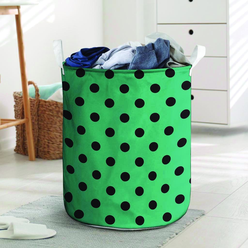 Green Polka Dot Laundry Basket-grizzshop