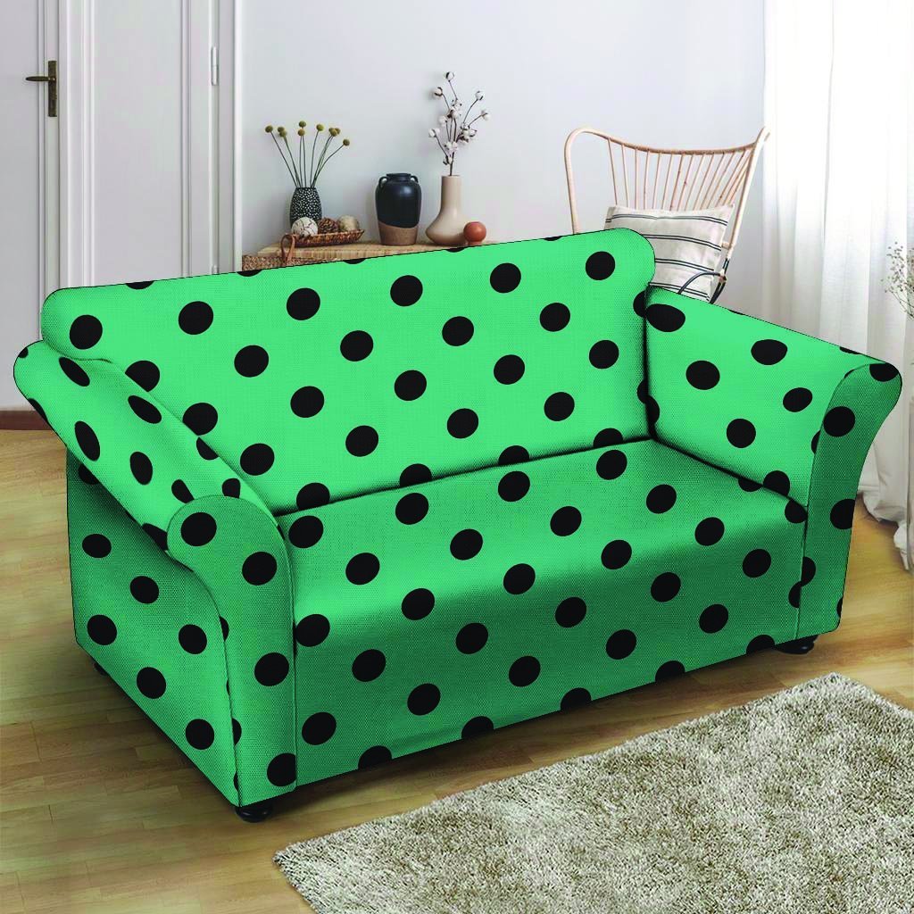 Green Polka Dot Loveseat Cover-grizzshop