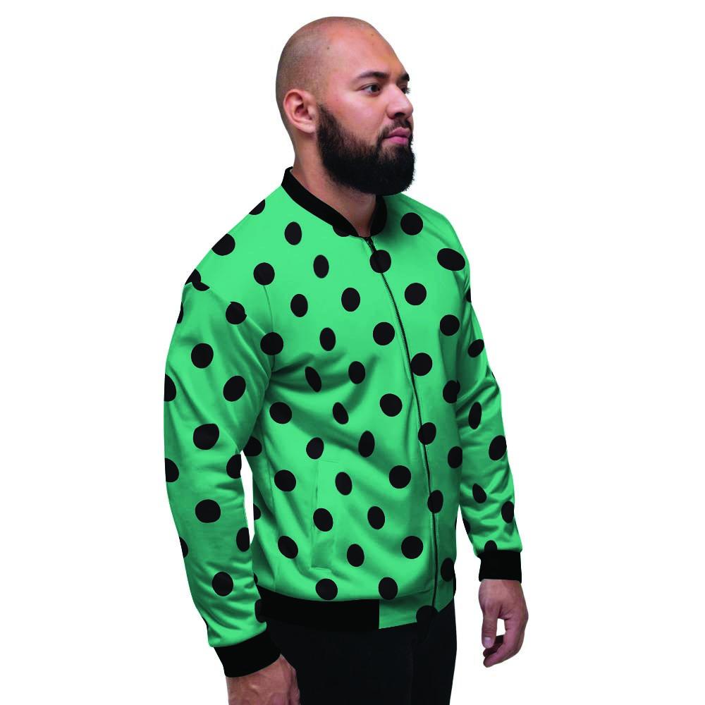 Green Polka Dot Men's Bomber Jacket-grizzshop