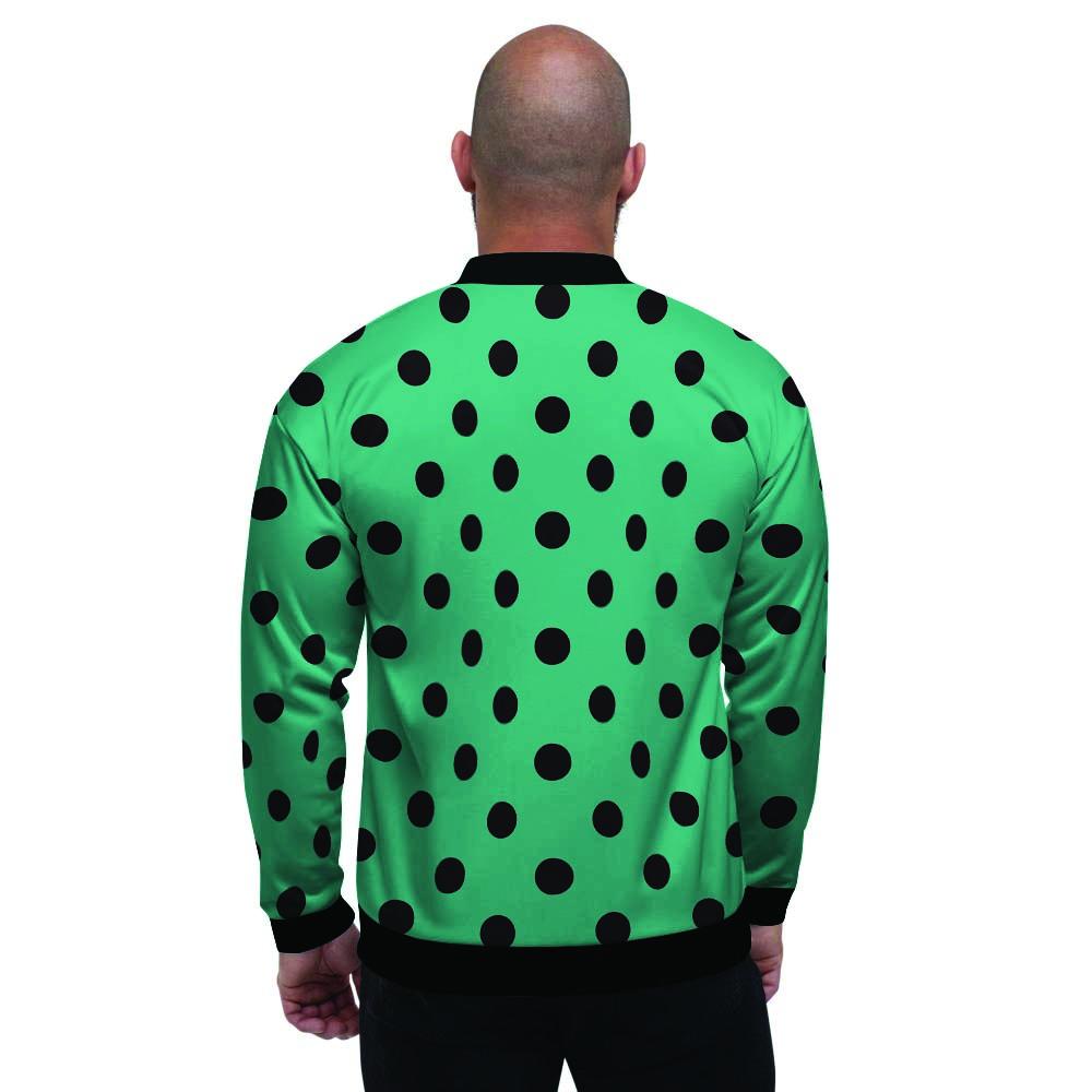 Green Polka Dot Men's Bomber Jacket-grizzshop