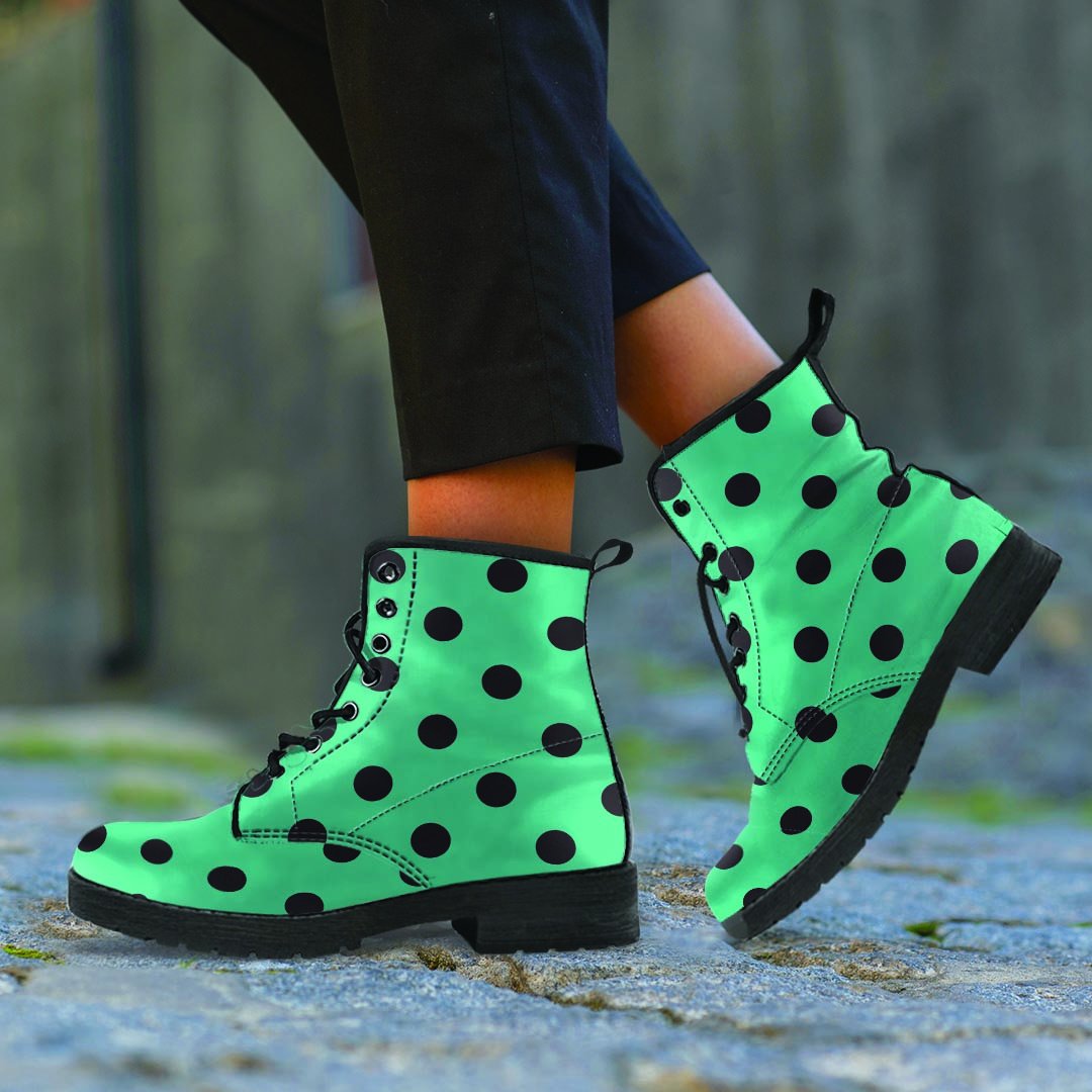 Green Polka Dot Men's Boots-grizzshop