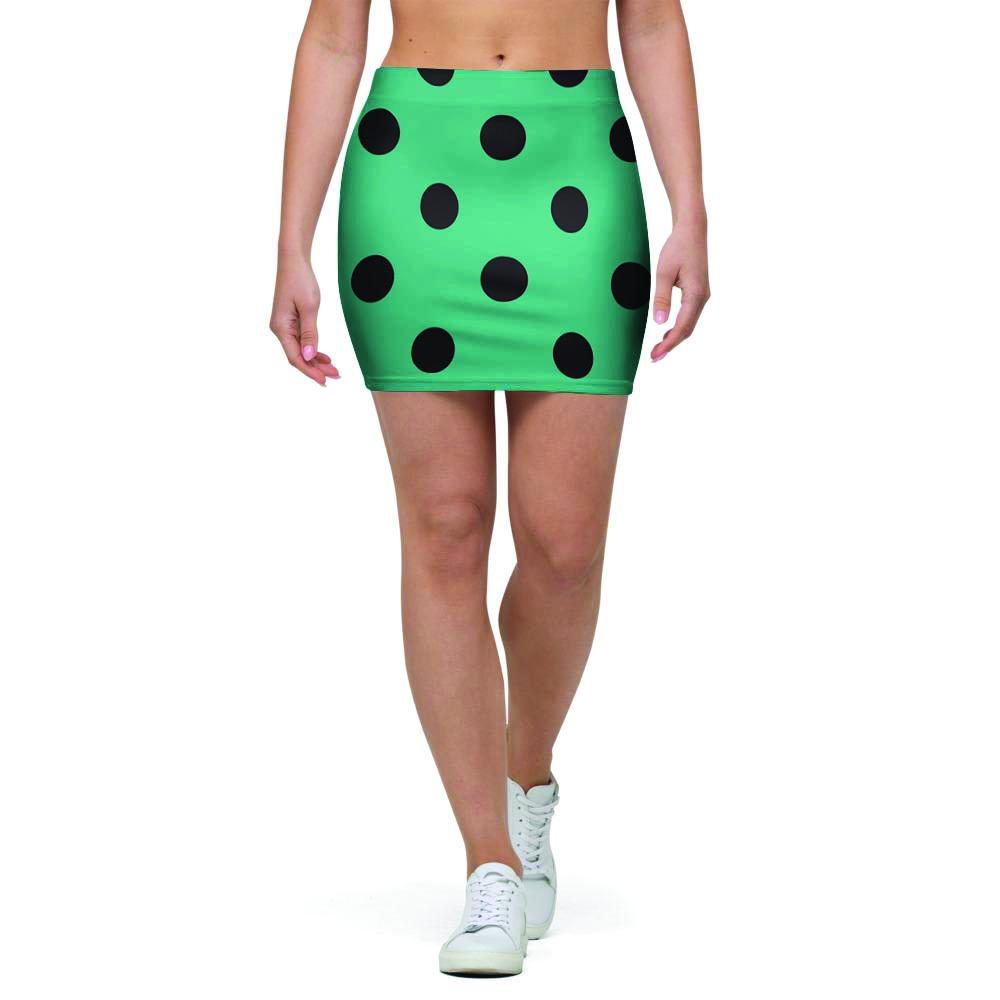 Green Polka Dot Mini Skirt-grizzshop