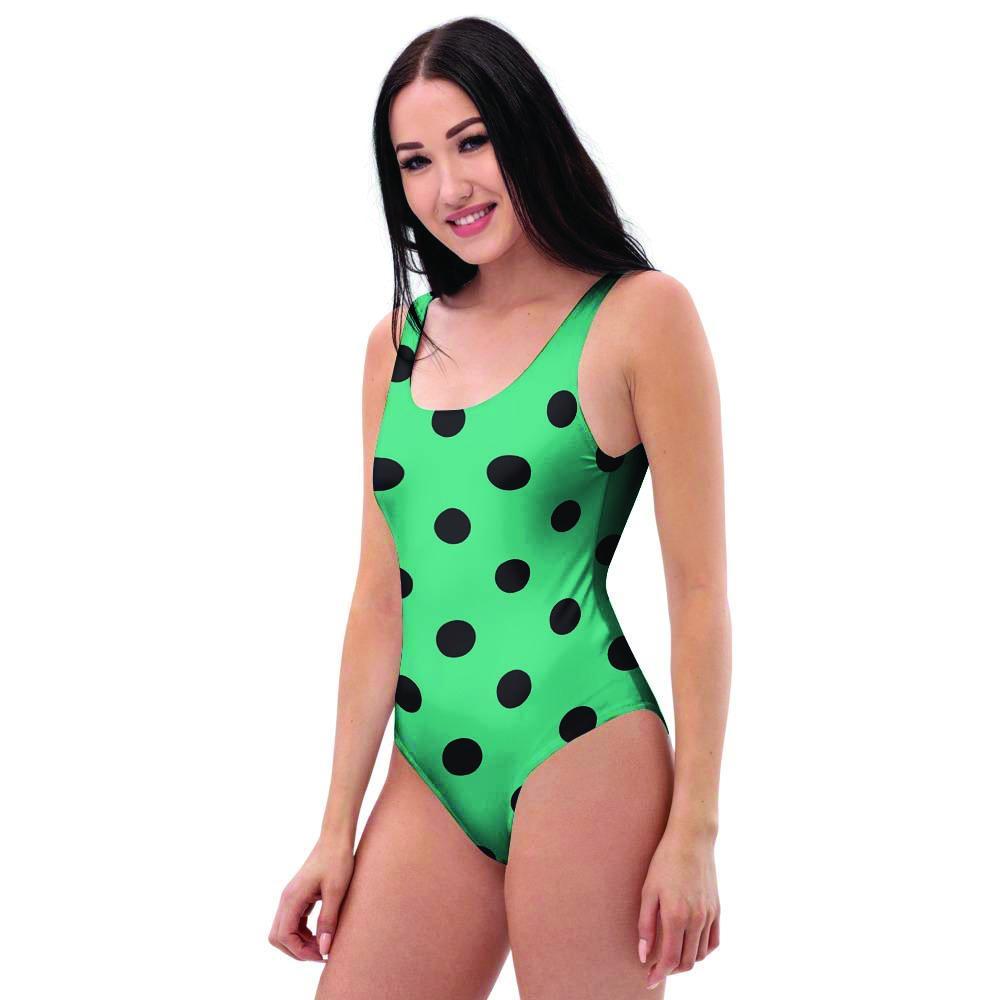 Green Polka Dot One Piece Swimsuite-grizzshop