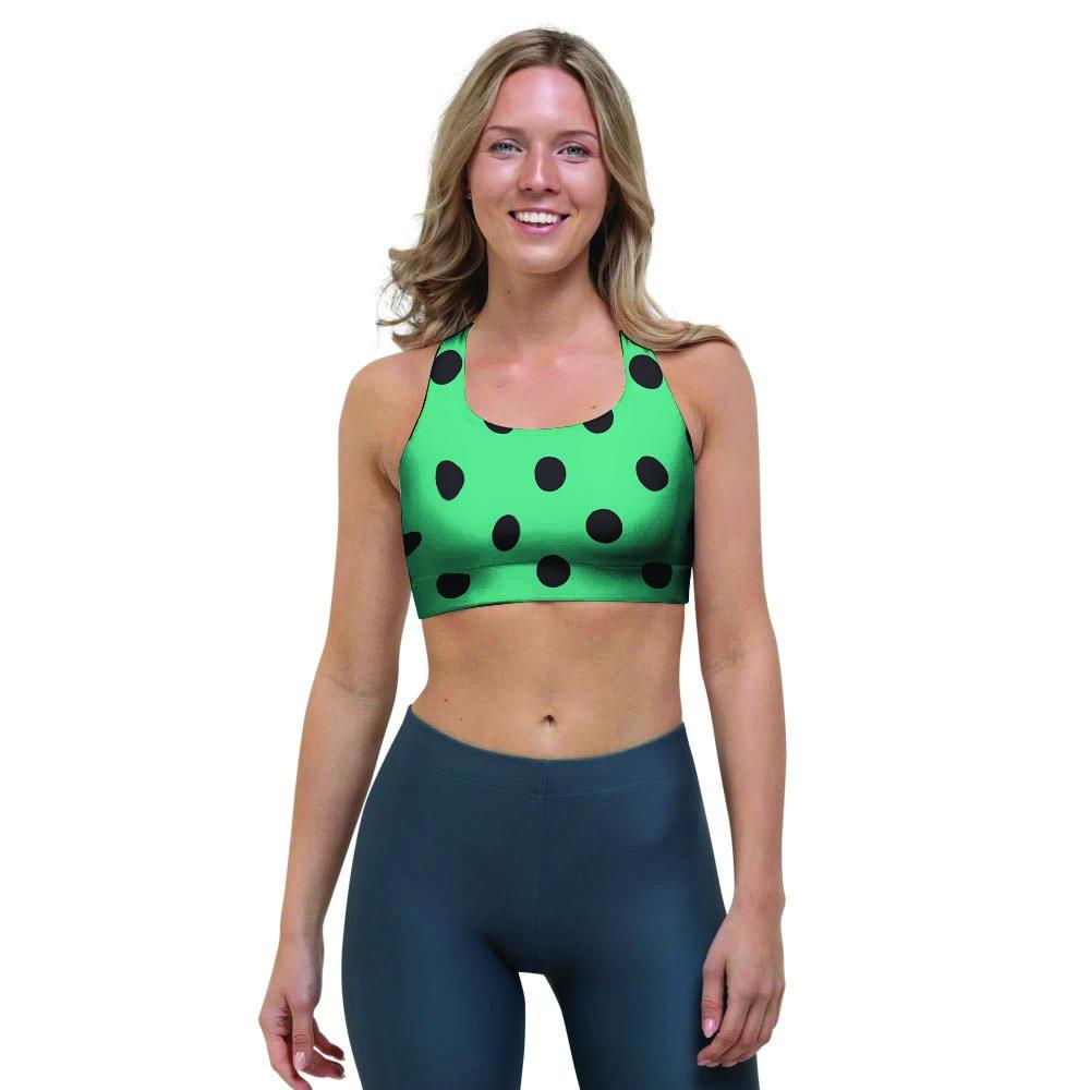 Green Polka Dot Sports Bra-grizzshop