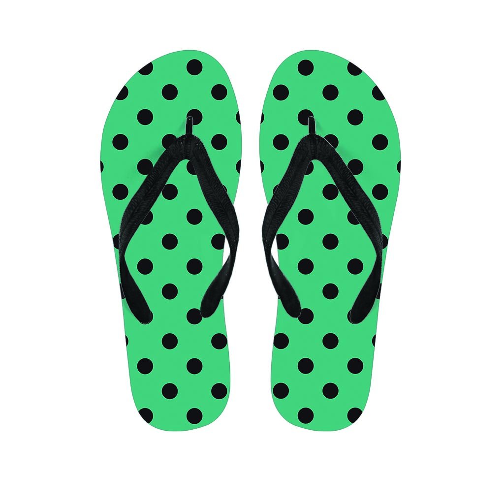 Green Polka Dot Women's Flip Flops-grizzshop