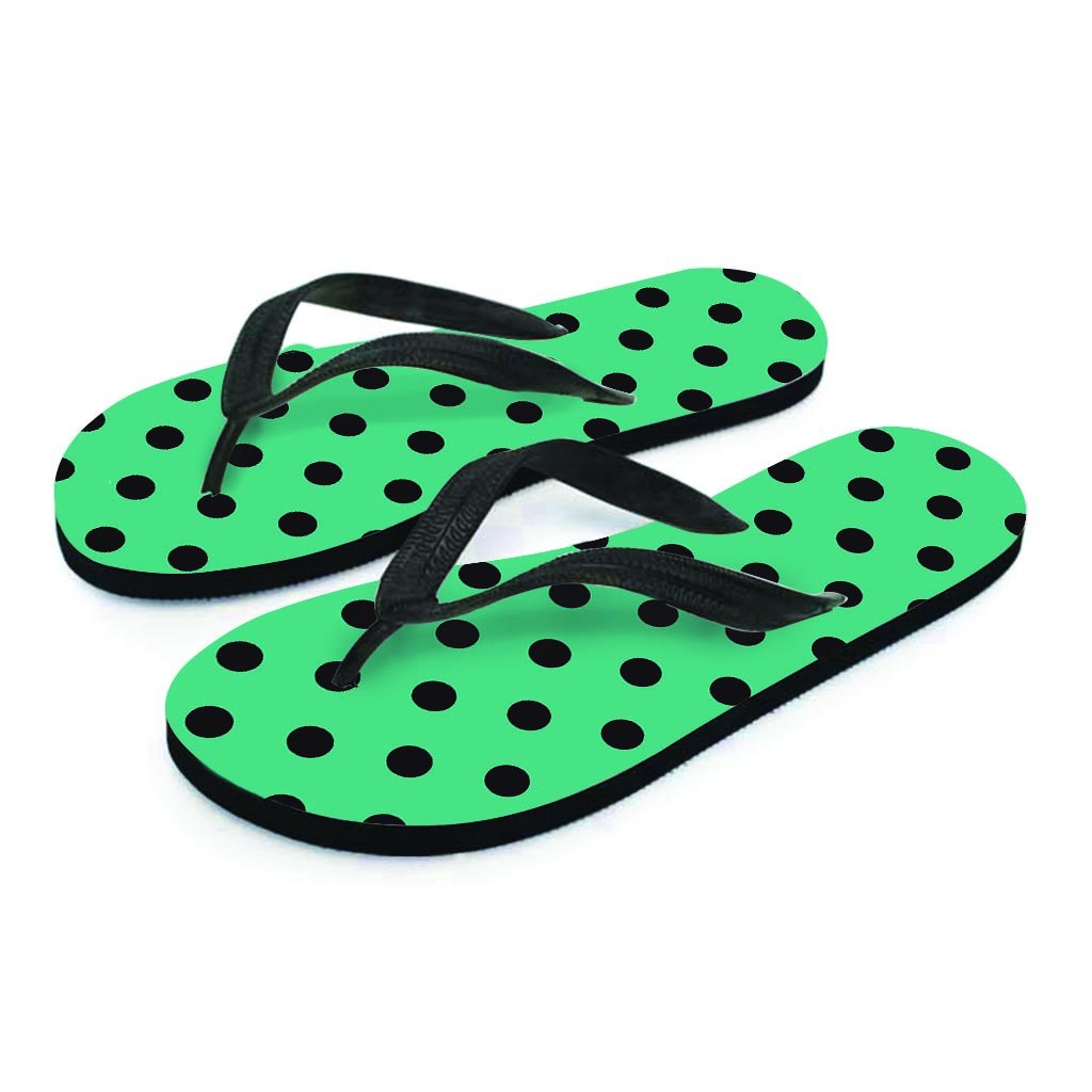 Green Polka Dot Women's Flip Flops-grizzshop