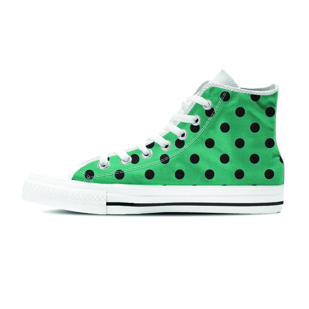 Green Polka Dot Women's High Top Shoes-grizzshop