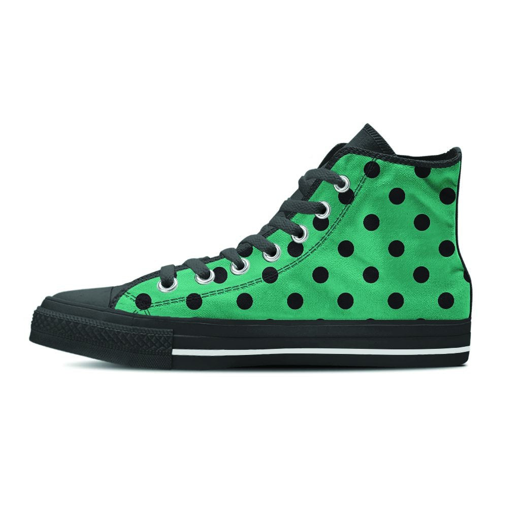 Green Polka Dot Women's High Top Shoes-grizzshop