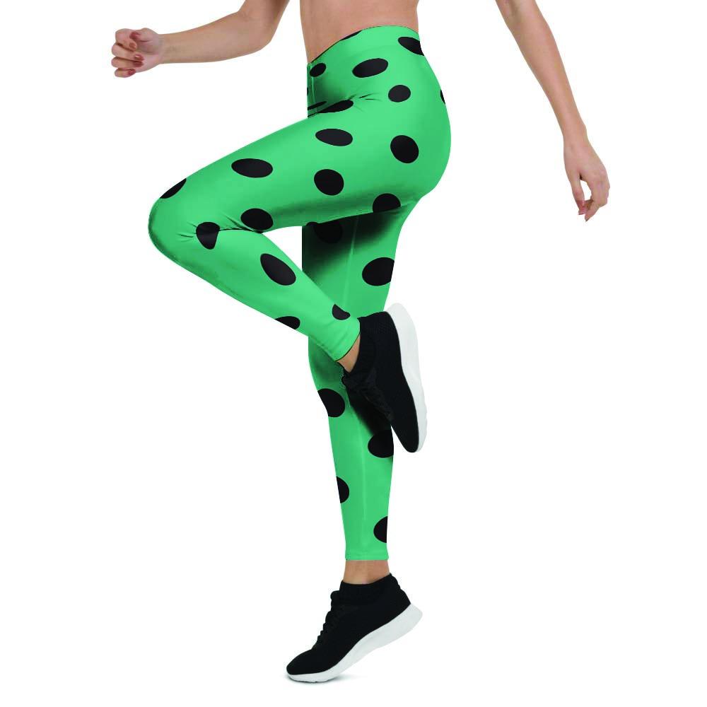 Green Polka Dot Women's Leggings-grizzshop