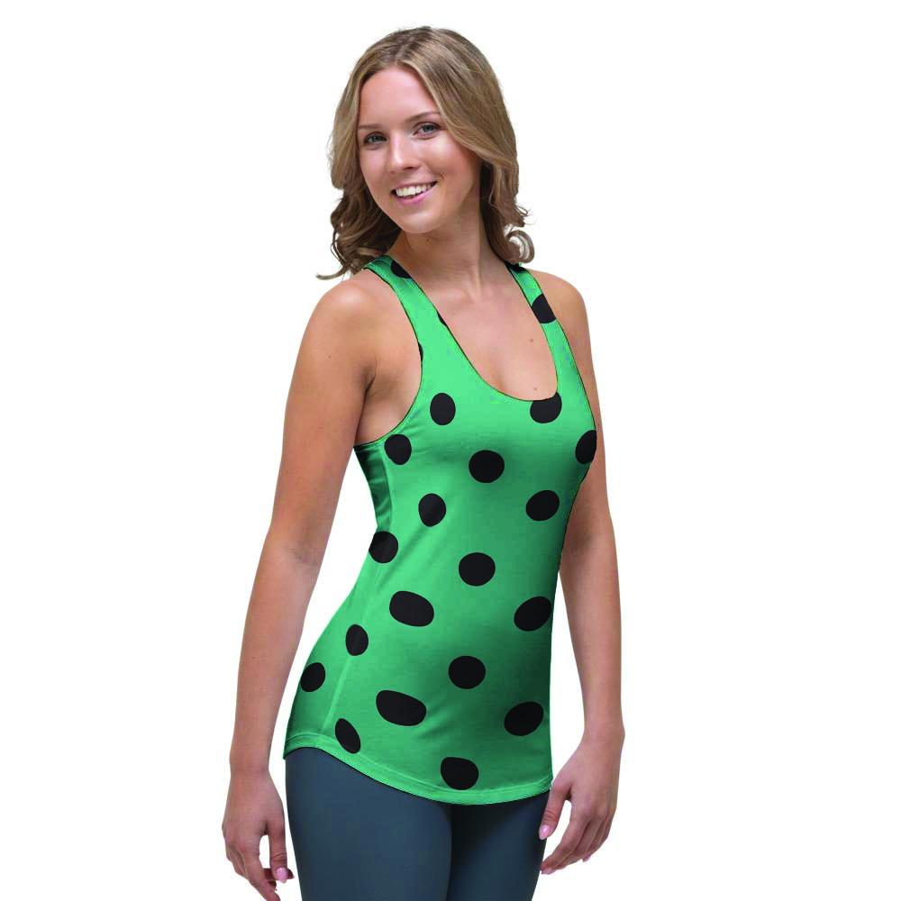 Green Polka Dot Women's Racerback Tank Top-grizzshop