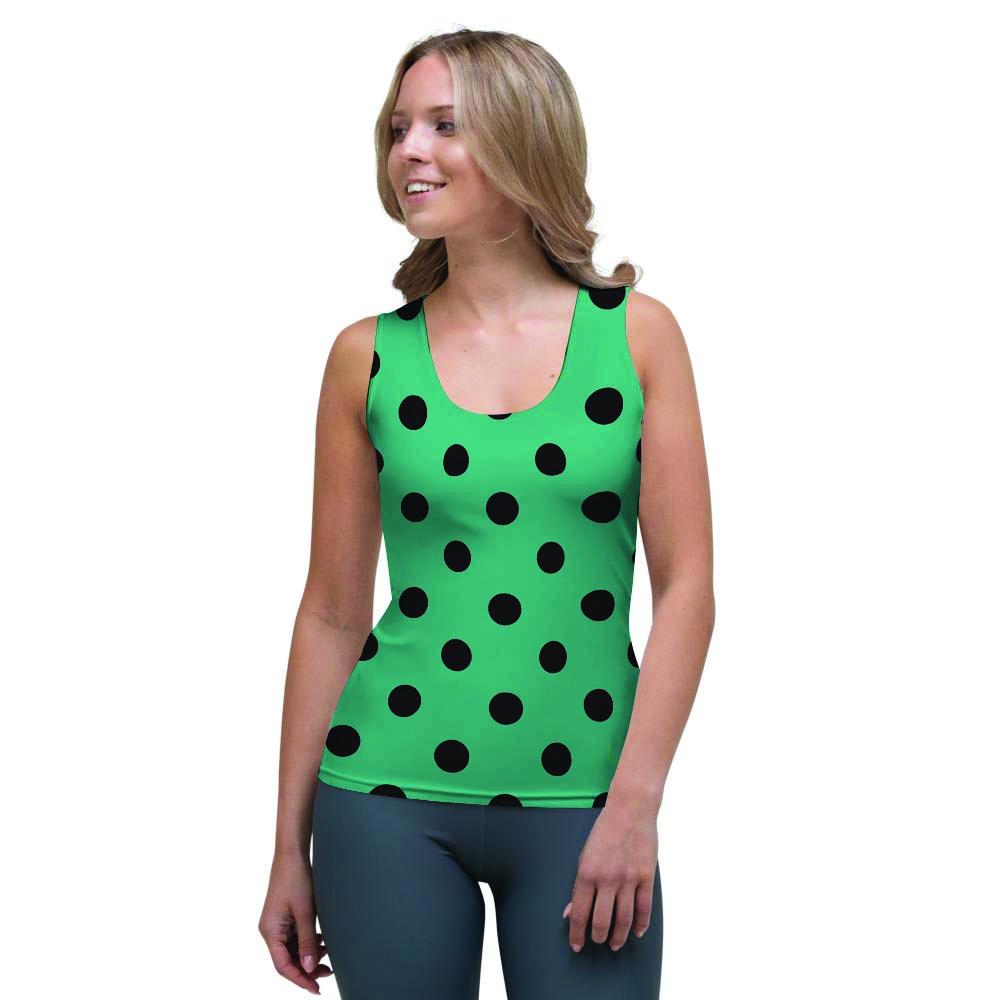 Green Polka Dot Women's Tank Top-grizzshop