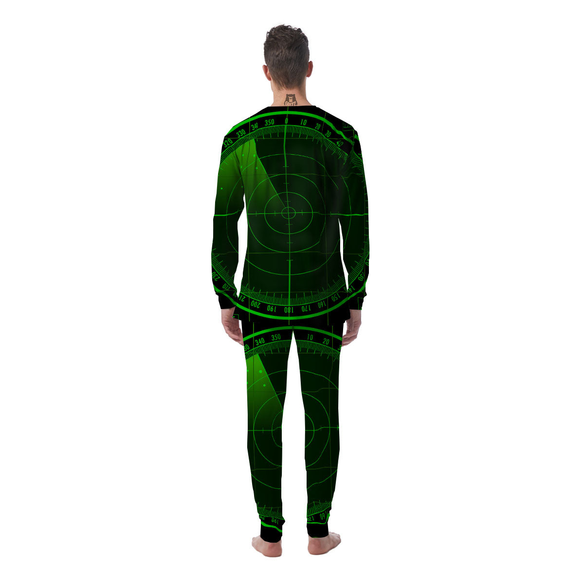 Green Radar Screen Print Men's Pajamas-grizzshop