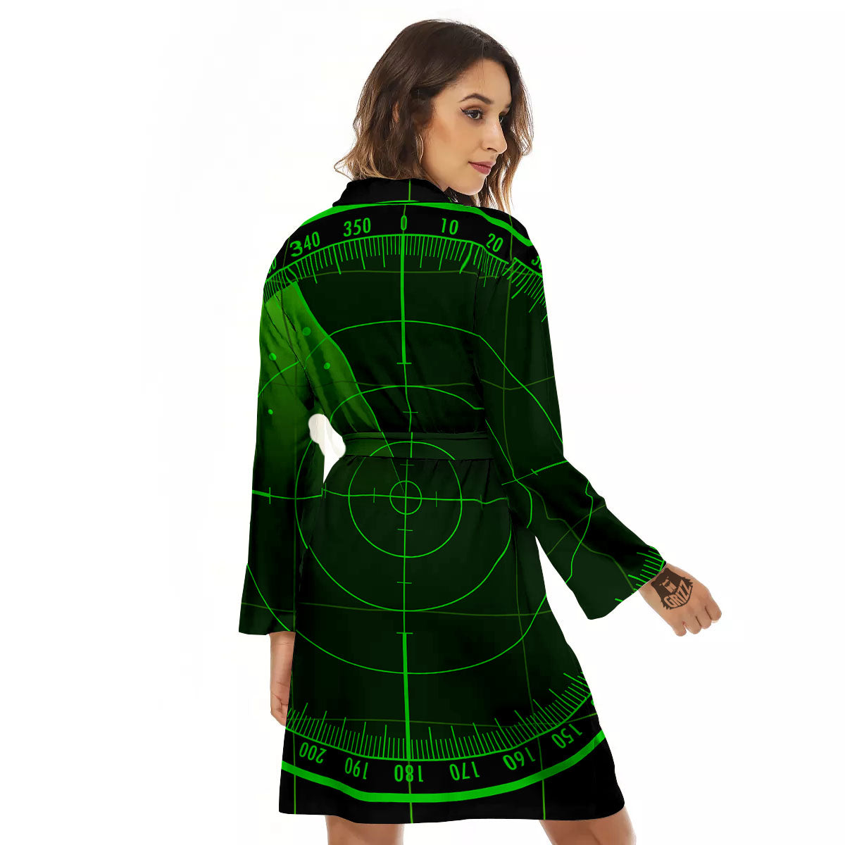 Green Radar Screen Print Women's Robe-grizzshop