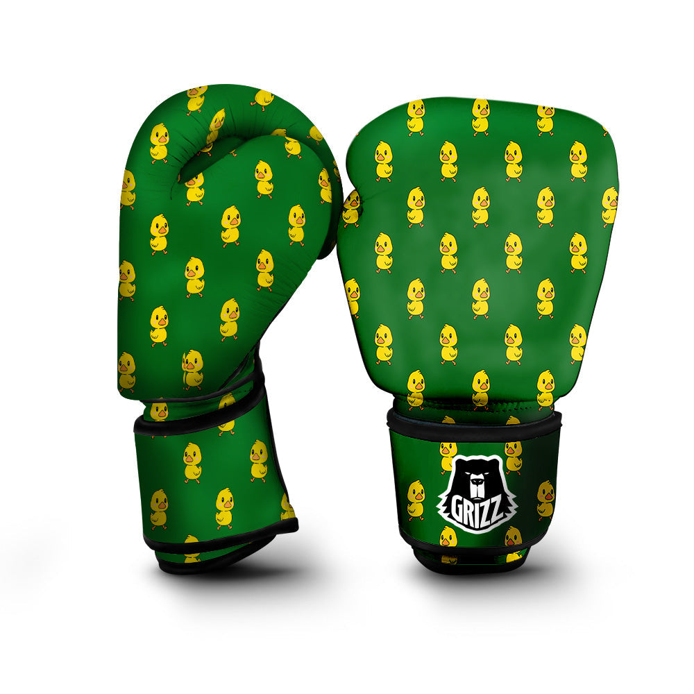 Green Rubber Duck Print Pattern Boxing Gloves-grizzshop