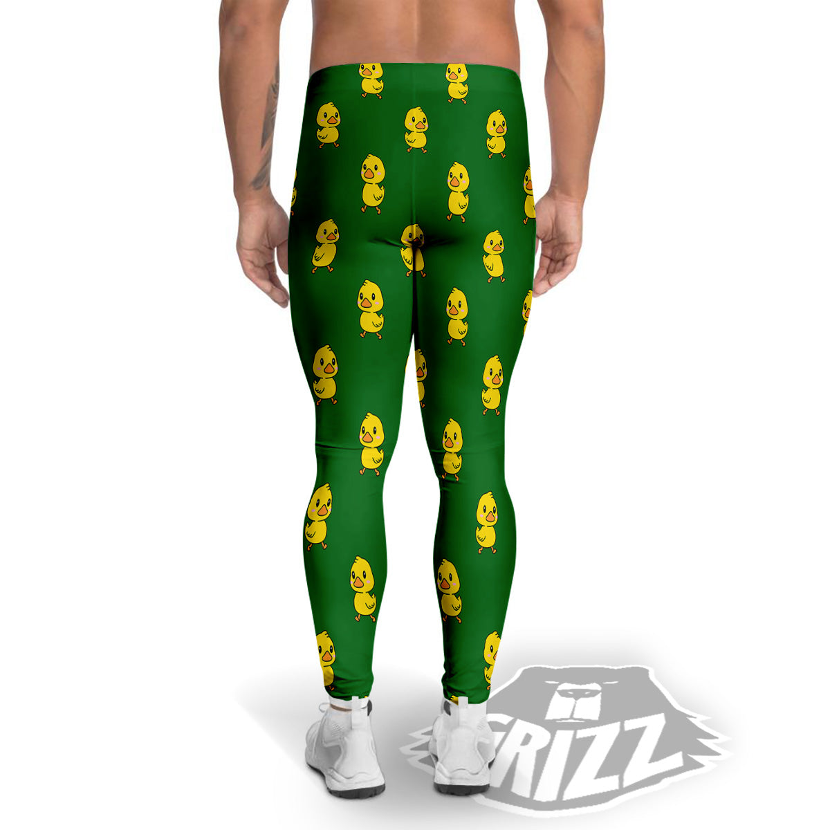 Green Rubber Duck Print Pattern Men's Leggings-grizzshop