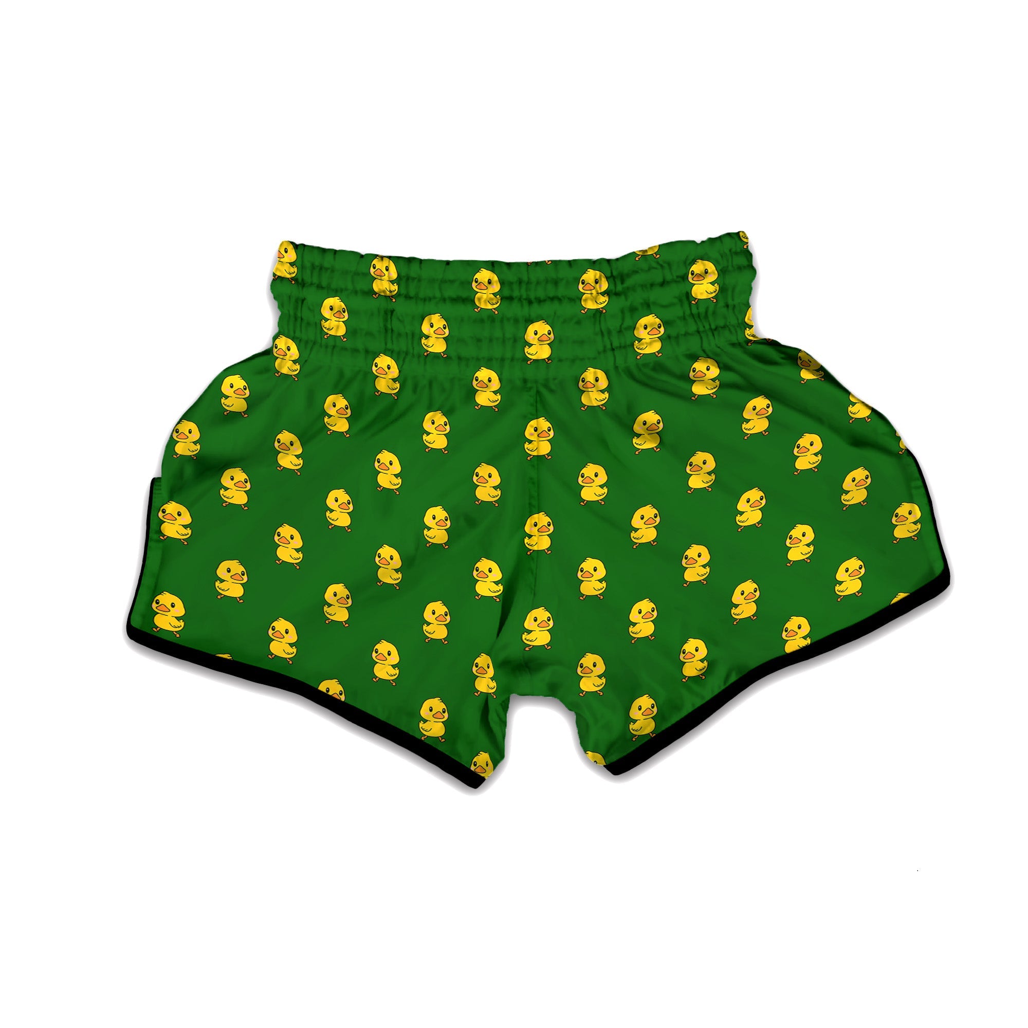 Green Rubber Duck Print Pattern Muay Thai Boxing Shorts-grizzshop