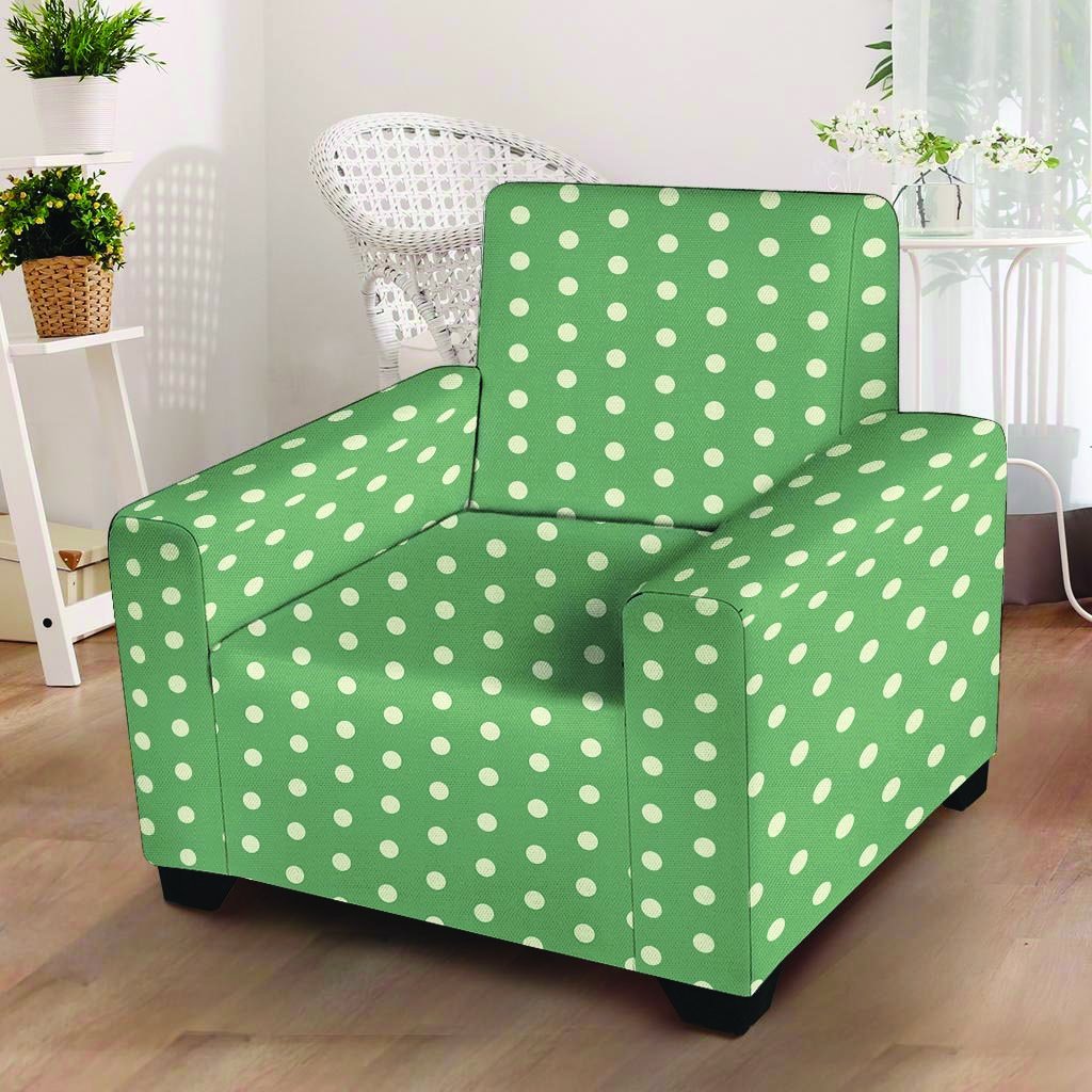 Green Sage Polka Dot Armchair Cover-grizzshop