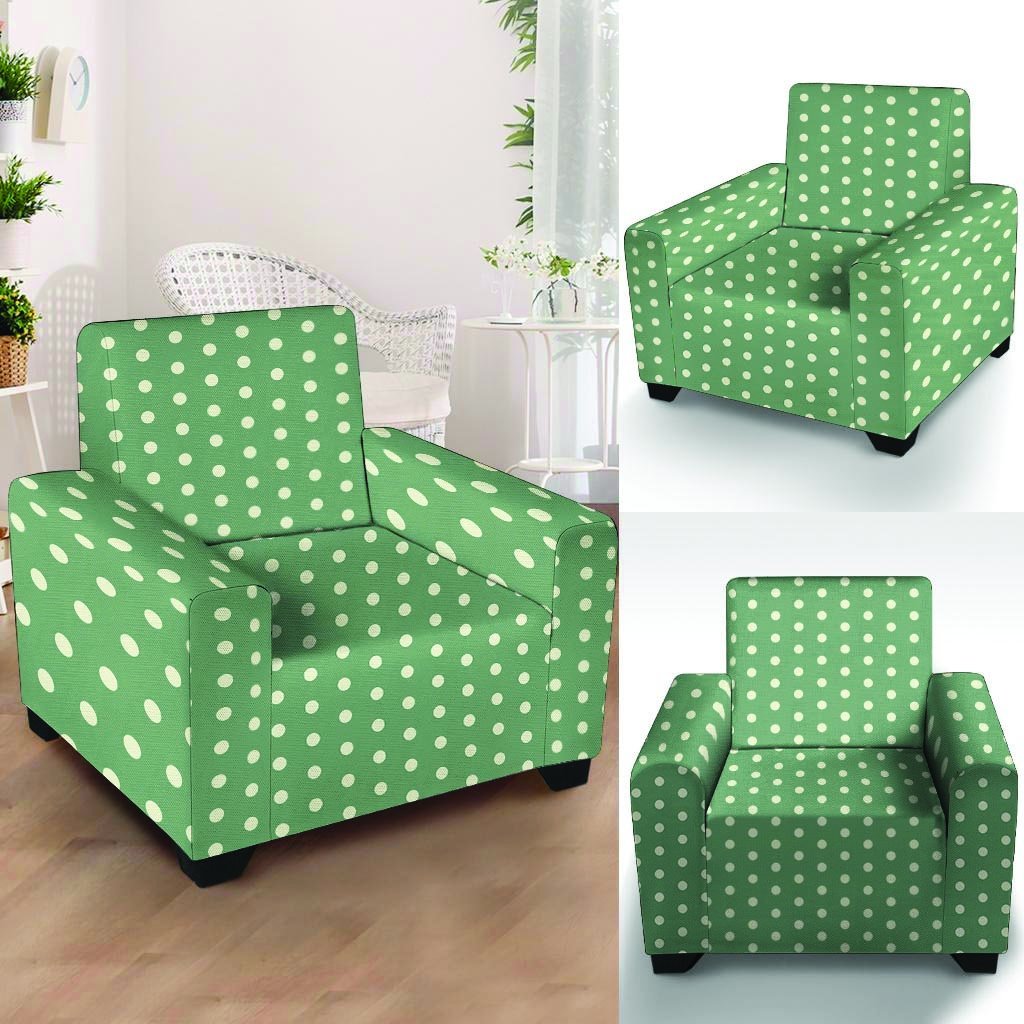 Green Sage Polka Dot Armchair Cover-grizzshop