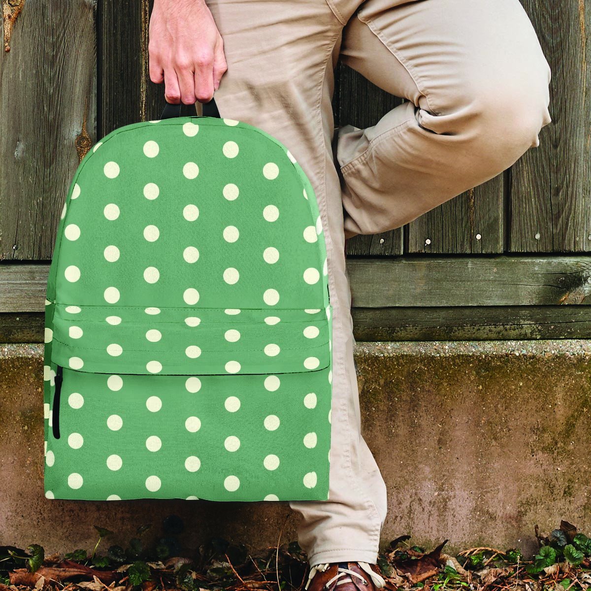 Green Sage Polka Dot Backpack-grizzshop