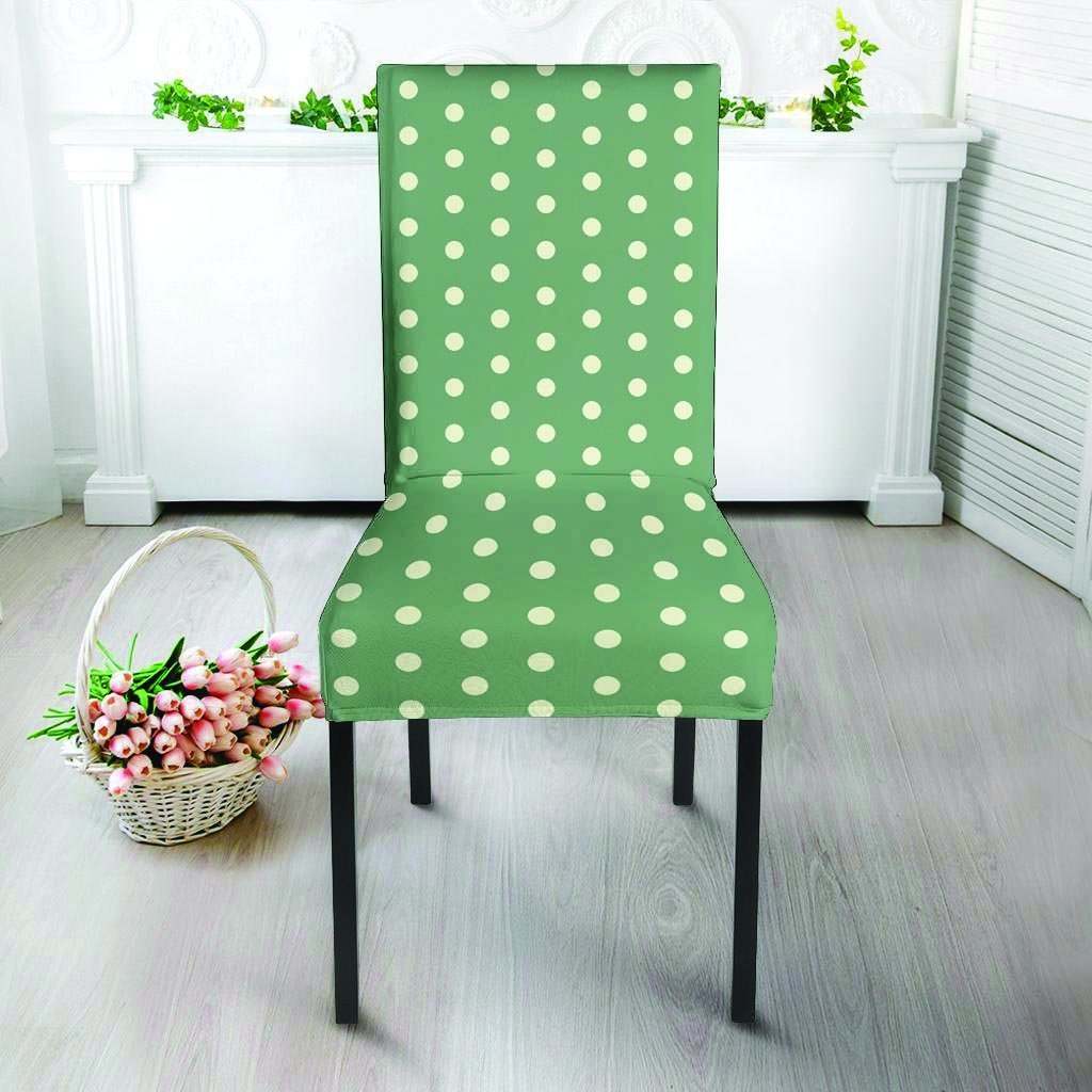 Green Sage Polka Dot Chair Cover-grizzshop