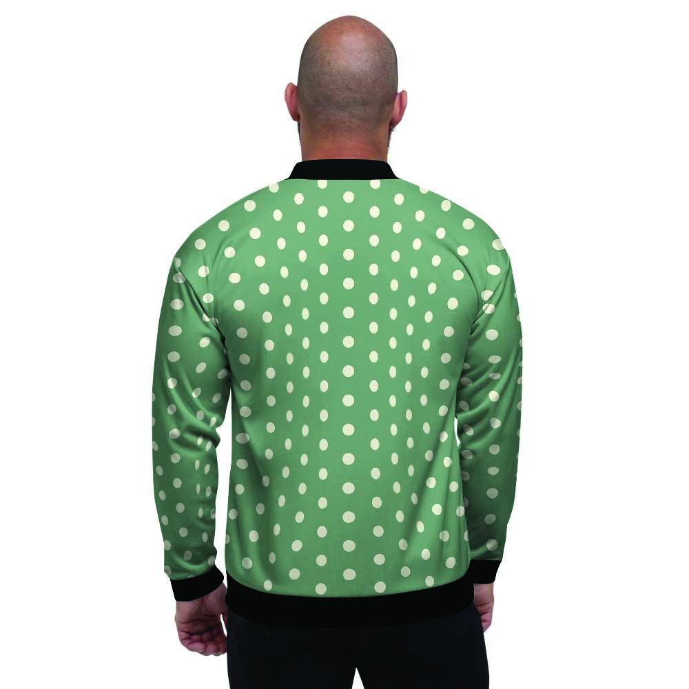 Green Sage Polka Dot Men's Bomber Jacket-grizzshop