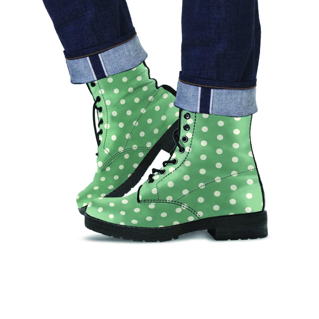 Green Sage Polka Dot Men's Boots-grizzshop