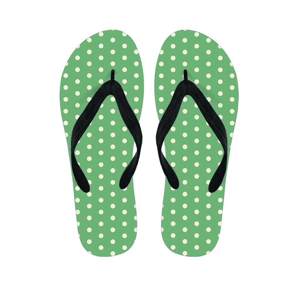 Green Sage Polka Dot Men's Flip Flops-grizzshop