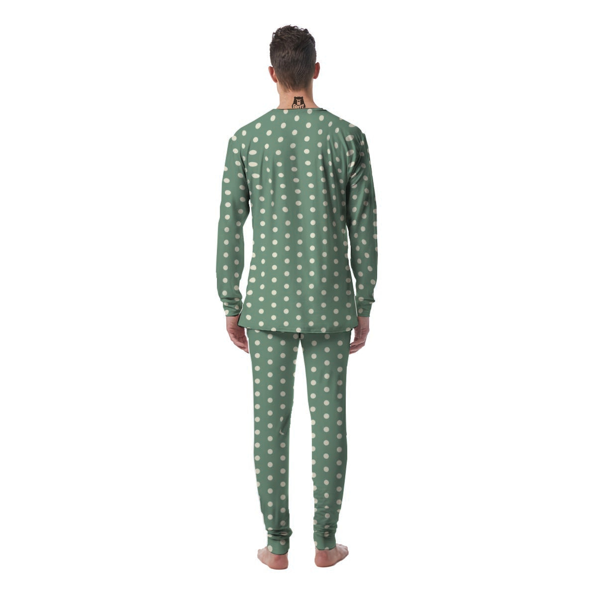 Green Sage Polka Dot Men's Pajamas-grizzshop