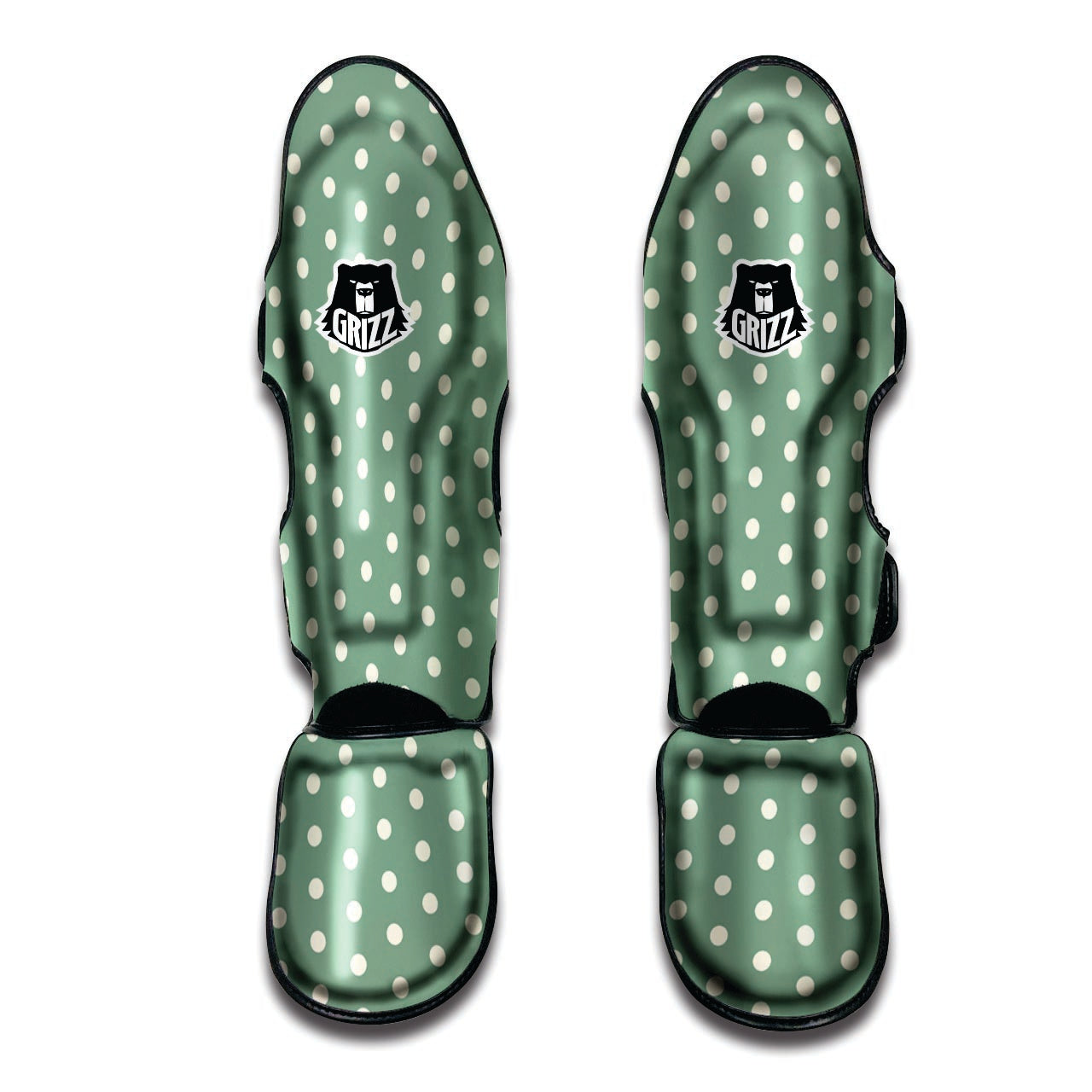 Green Sage Polka Dot Muay Thai Shin Guard-grizzshop