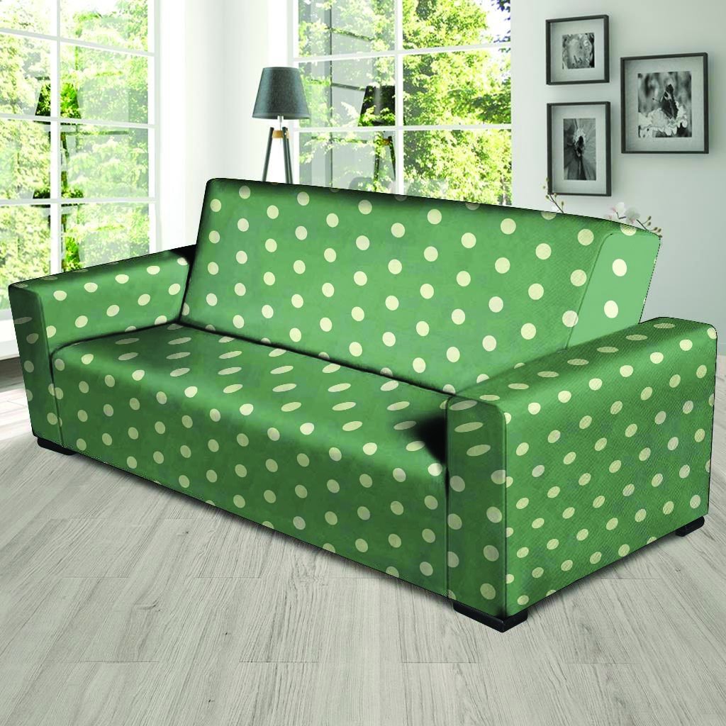 Green Sage Polka Dot Sofa Cover-grizzshop