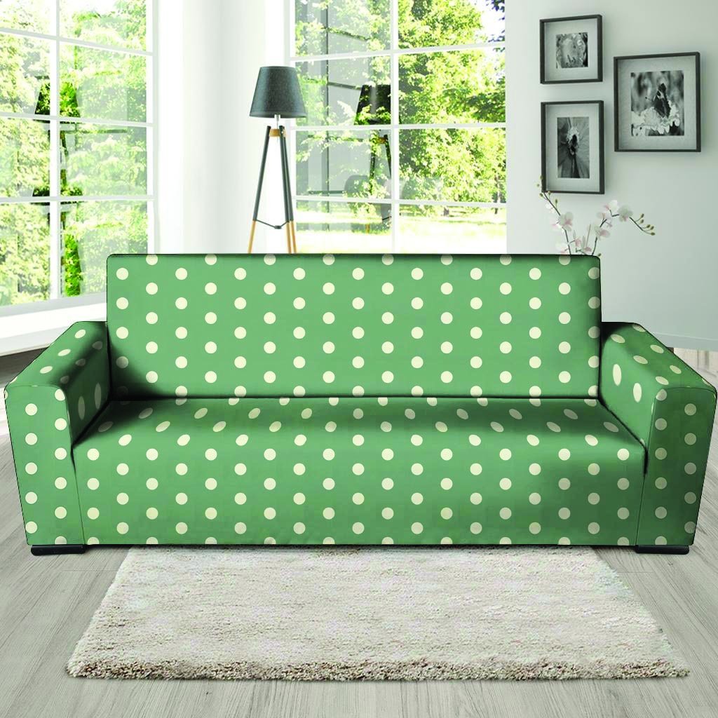 Green Sage Polka Dot Sofa Cover-grizzshop