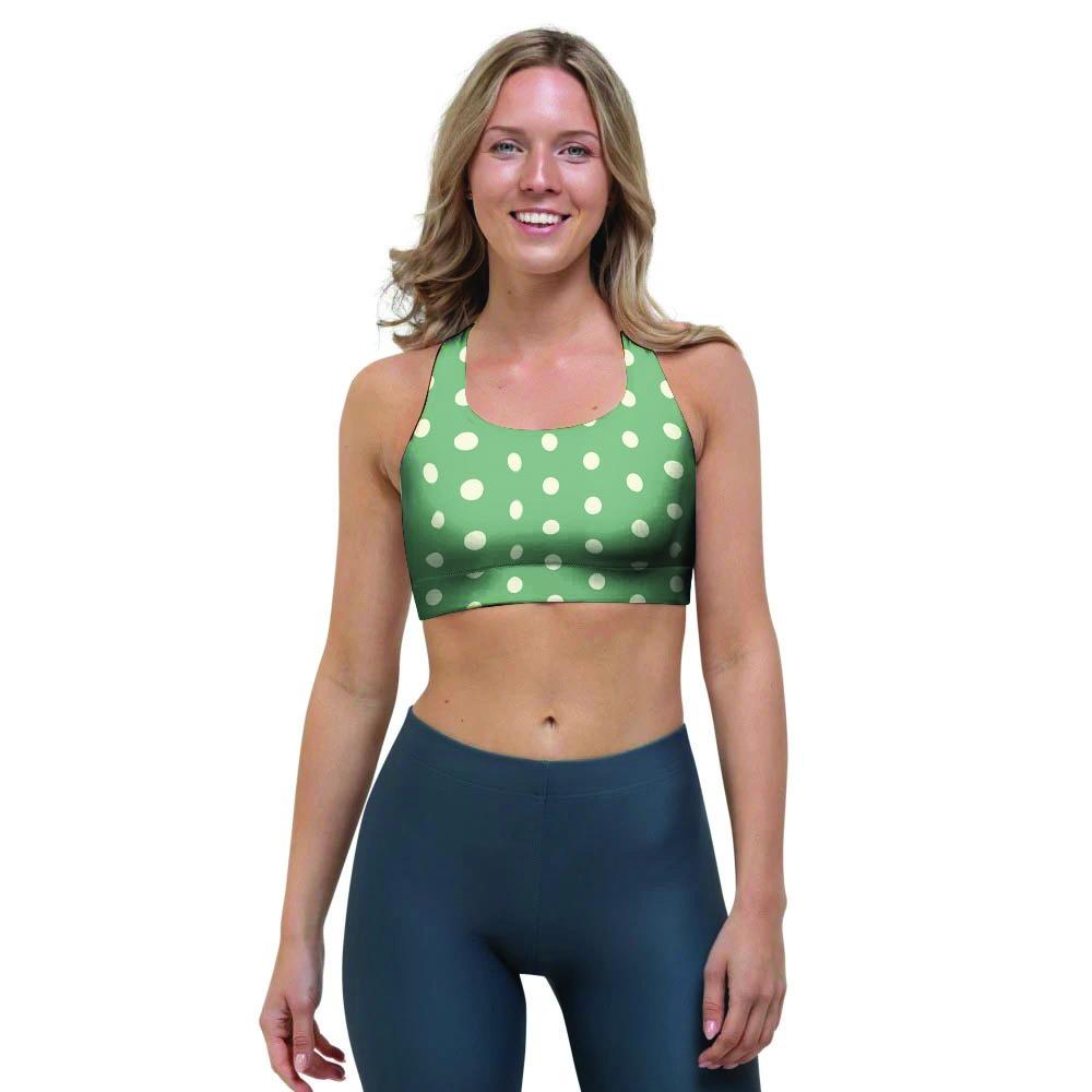 Green Sage Polka Dot Sports Bra-grizzshop