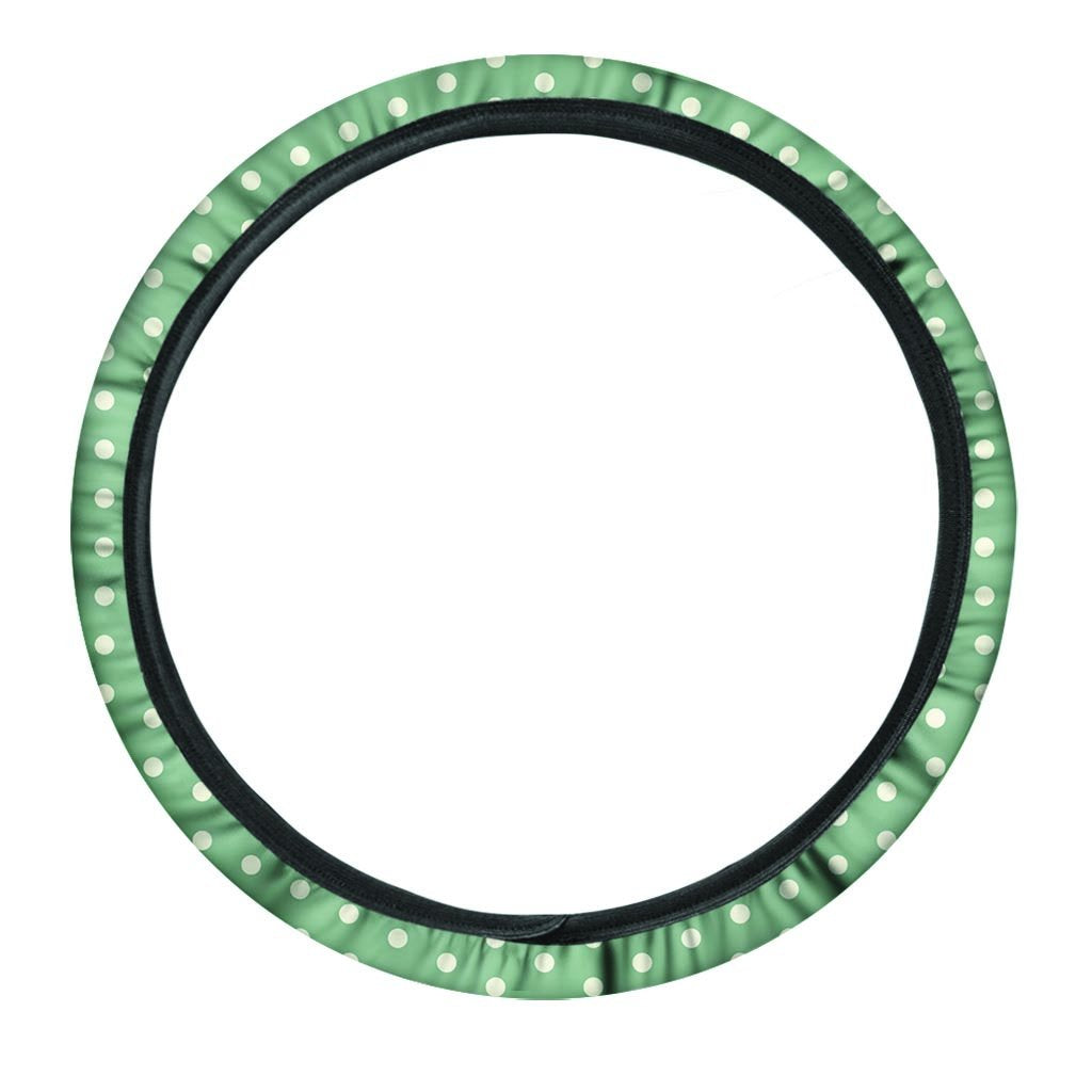 Green Sage Polka Dot Steering Wheel Cover-grizzshop