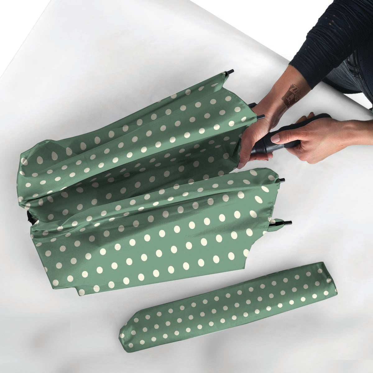 Green Sage Polka Dot Umbrella-grizzshop