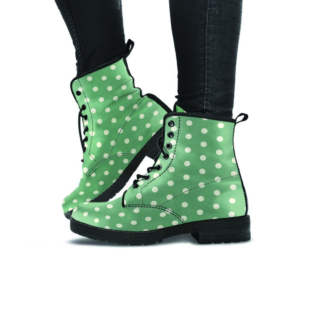 Green Sage Polka Dot Women's Boots-grizzshop