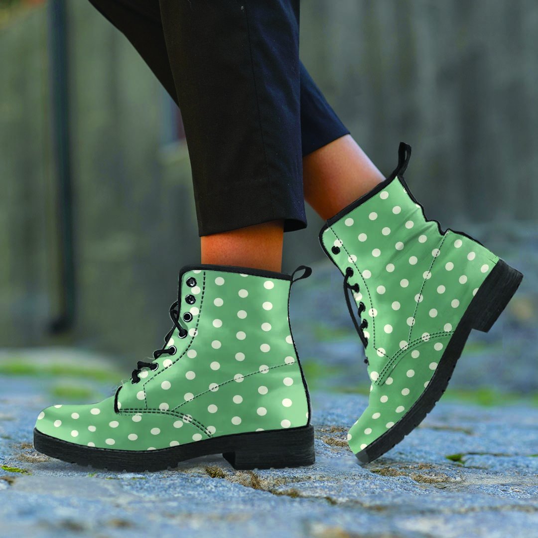 Green Sage Polka Dot Women's Boots-grizzshop