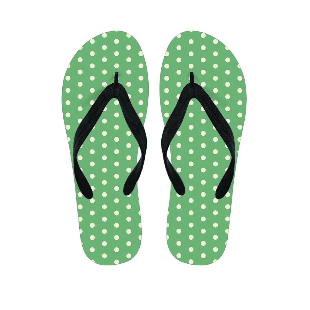 Green Sage Polka Dot Women's Flip Flops-grizzshop