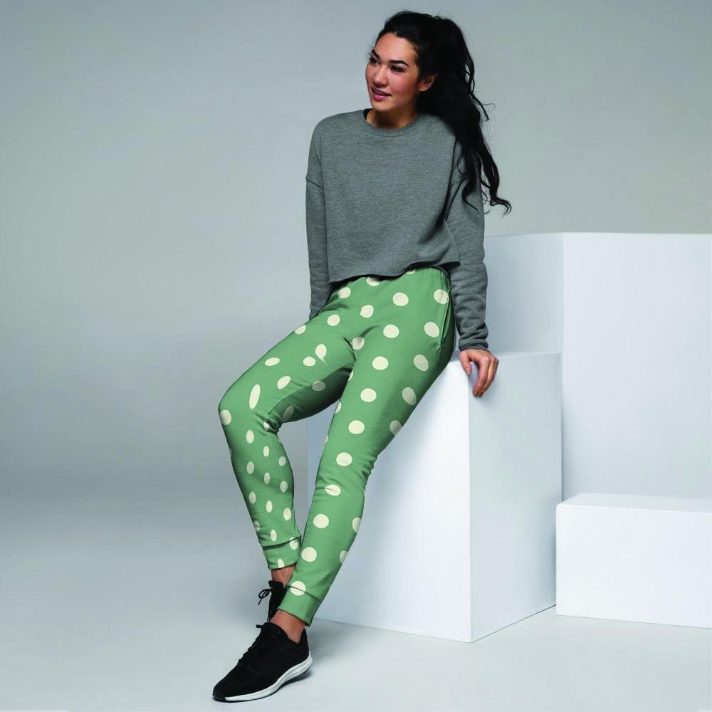 Green Sage Polka Dot Women's Joggers-grizzshop