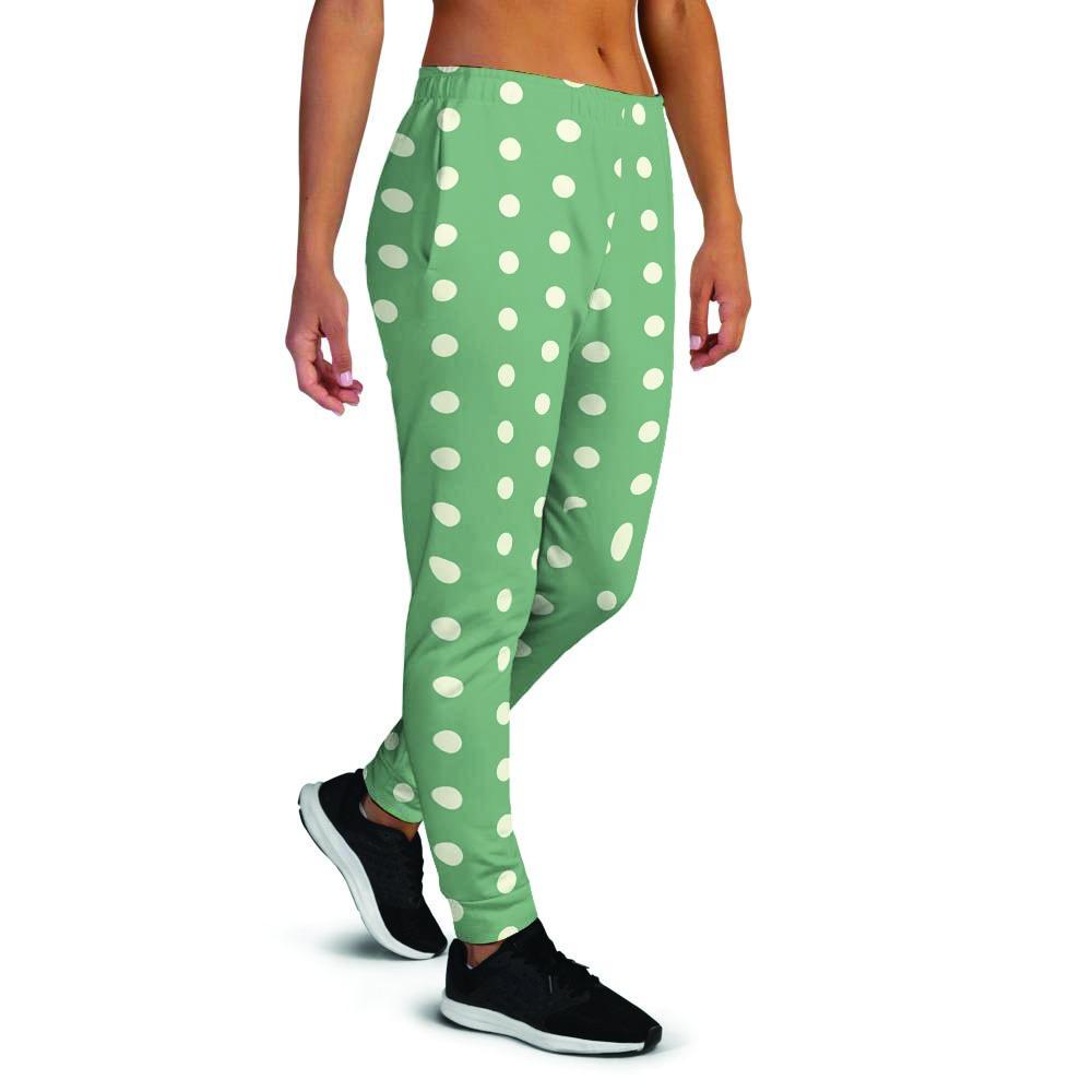 Green Sage Polka Dot Women's Joggers-grizzshop